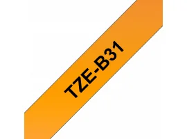 תמונה של מוצר סרט סימון ברוחב 12 מ"מ Brother TZE-B31 - שחור על רקע כתום זוהר