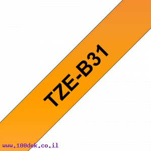 סרט סימון ברוחב 12 מ"מ Brother TZE-B31 - שחור על רקע כתום זוהר