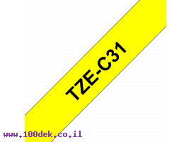 תמונה של מוצר סרט סימון ברוחב 12 מ"מ Brother TZE-C31 - שחור על רקע צהוב זוהר