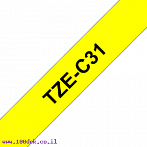 סרט סימון ברוחב 12 מ"מ Brother TZE-C31 - שחור על רקע צהוב זוהר