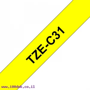 סרט סימון ברוחב 12 מ"מ Brother TZE-C31 - שחור על רקע צהוב זוהר