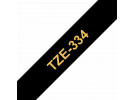 תמונה של מוצר סרט סימון ברוחב 12 מ"מ Brother TZE-334 - זהב על רקע שחור