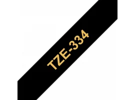 תמונה של מוצר סרט סימון ברוחב 12 מ"מ Brother TZE-334 - זהב על רקע שחור