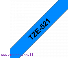 תמונה של מוצר סרט סימון ברוחב 9 מ"מ Brother TZE-521 - שחור על רקע כחול