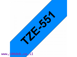 תמונה של מוצר סרט סימון ברוחב 24 מ"מ Brother TZE-551 - שחור על רקע כחול