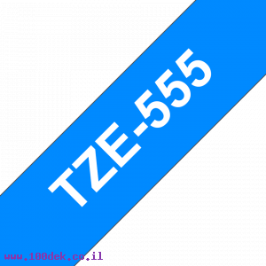 סרט סימון ברוחב 24 מ"מ Brother TZE-555 - לבן על רקע כחול