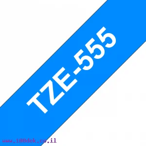 סרט סימון ברוחב 24 מ"מ Brother TZE-555 - לבן על רקע כחול