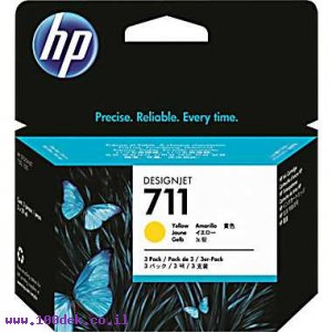 מילוי דיו מקורי HP 711 CZ136A צהוב - שלישיה