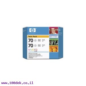 מילוי דיו מקורי HP 70 CB342A אפור לייט - זוג