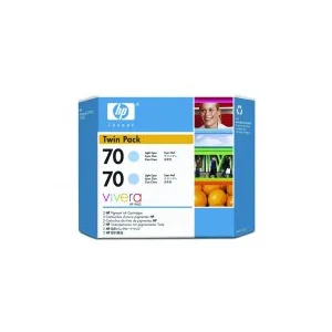 מילוי דיו מקורי HP 70 CB351A ציאן לייט - זוג
