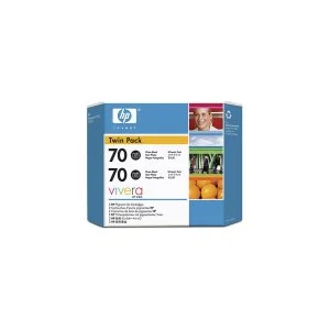 מילוי דיו מקורי HP 70 CB340A שחור פוטו - זוג