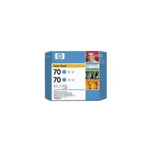 מילוי דיו מקורי HP 70 CB343A ציאן  - זוג
