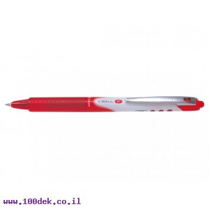 עט רולר עם לחצן פיילוט Pilot V-BALL RT - אדום 0.5 מ"מ