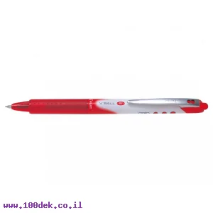 עט רולר עם לחצן פיילוט Pilot V-BALL RT - אדום 0.5 מ"מ