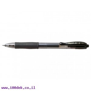 עט ג'ל עם לחצן פיילוט Pilot G2 - שחור 0.7 מ"מ