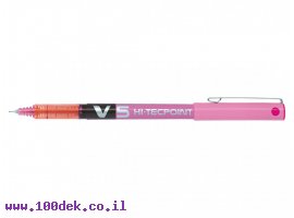 תמונה של מוצר עט ראש סיכה פיילוט Pilot V5 הקלאסי - ורוד פסטל 0.5 מ"מ
