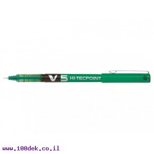 עט ראש סיכה פיילוט Pilot V5 הקלאסי - ירוק 0.5 מ"מ