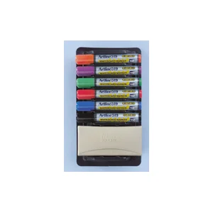 טוש מחיק Artline 517 - ערכה של 6 צבעים ראש עגול + מחק