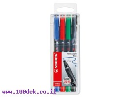 תמונה של מוצר טוש לא מחיק לשקפים STABILO 842/4 F -חבילה של 4 צבעים