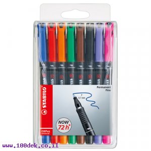 טוש לשקפים פרמננטי סט 8 יחידות 843/8 STABILO M