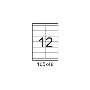 דפי מדבקות A4 למדפסת, גודל 105x46 מ"מ, 12 בדף, 200 דפים