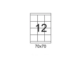 תמונה של מוצר דפי מדבקות A4 למדפסת, גודל 70x70 מ"מ, 12 בדף, 200 דפים