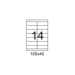 דפי מדבקות A4 למדפסת, גודל 105x40 מ"מ, 14 בדף, 200 דפים