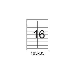 דפי מדבקות A4 למדפסת, גודל 105x35 מ"מ, 16 בדף, 200 דפים