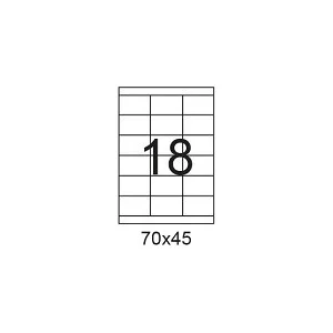 דפי מדבקות A4 למדפסת, גודל 70x46 מ"מ, 18 בדף, 200 דפים