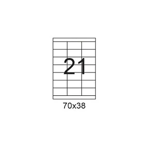 דפי מדבקות A4 למדפסת, גודל 70x38 מ"מ, 21 בדף, 200 דפים