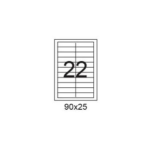 דפי מדבקות A4 למדפסת, גודל 90x25 מ"מ, 22 בדף, 200 דפים