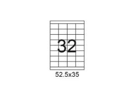תמונה של מוצר דפי מדבקות A4 למדפסת, גודל 52.5x35 מ"מ, 32 בדף, 200 דפים