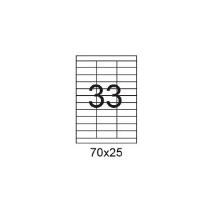 דפי מדבקות A4 למדפסת, גודל 70x25 מ"מ, 33 בדף, 200 דפים
