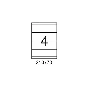 דפי מדבקות A4 למדפסת, גודל 210x70 מ"מ, 4 בדף, 200 דפים