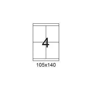 דפי מדבקות A4 למדפסת, גודל 105x140 מ"מ, 4 בדף, 200 דפים