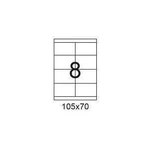 דפי מדבקות A4 למדפסת, גודל 105x70 מ"מ, 8 בדף, 200 דפים