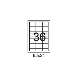דפי מדבקות A4 למדפסת, גודל 63x24 מ"מ, 36 בדף, 200 דפים