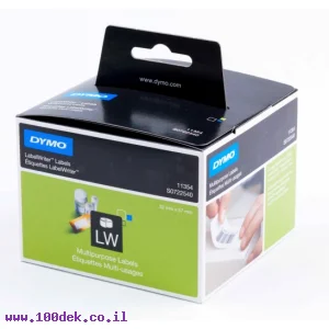 גליל מדבקות נייר Dymo LW 11354 גודל 57x32 מ"מ - 1000 מדבקות עם דבק ניתן להסרה