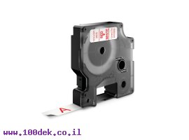 תמונה של מוצר סרט סימון ברוחב 12 מ"מ 45015 Dymo - אדום על רקע לבן