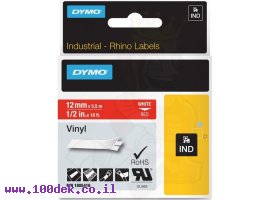 תמונה של מוצר  סרט הדפסה דיימו DYMO מ"מ 12 ויניל לבן -אדום מקורי