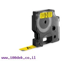 תמונה של מוצר סרט סימון ברוחב 12 מ"מ 45018 Dymo - שחור על רקע צהוב
