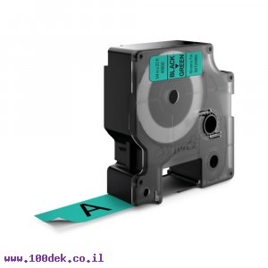 סרט סימון ברוחב 19 מ"מ 45809 Dymo - שחור על רקע ירוק