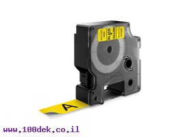 תמונה של מוצר סרט סימון ברוחב 19 מ"מ 45808 Dymo - שחור על רקע צהוב