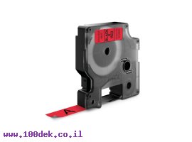 תמונה של מוצר סרט סימון ברוחב 12 מ"מ 45017 Dymo - שחור על רקע אדום