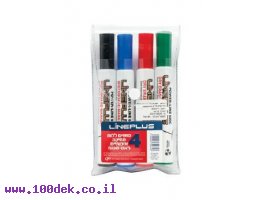 תמונה של מוצר טוש מחיק LinePlus - ערכה של 4 צבעים ראש שטוח