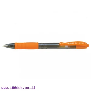 עט ג'ל עם לחצן פיילוט Pilot G2 - כתום 0.7 מ"מ