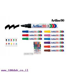 טוש לא מחיק 90 Artline (ארטליין) - ערכה של 12 יחידות בצבעים שונים