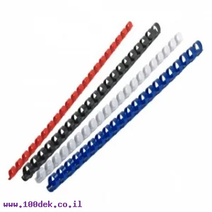 ספירלה לכריכה, פלסטיק 12 מ"מ עד 80 דפים - 100 יחידות, לבן