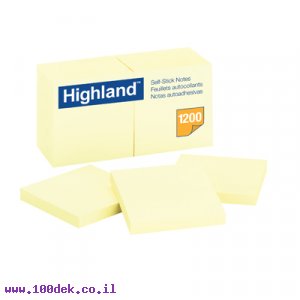 מזכרית דביקה Highland צהוב - 76x76 מ"מ - 100 דפים