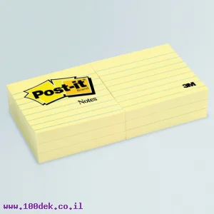 מזכרית דביקה Post-it צהוב - 76x76 מ"מ, שורות - 6 יחידות